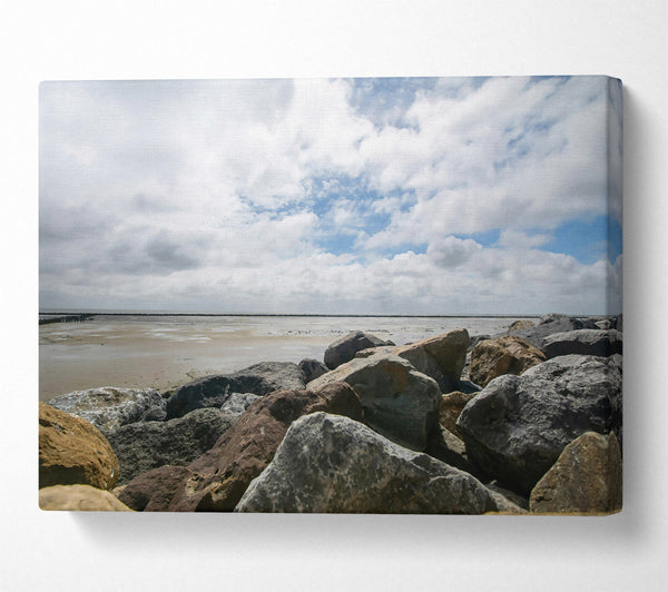  A Canvas Print of Grey Rocks By The Sea Canvas Wall Art