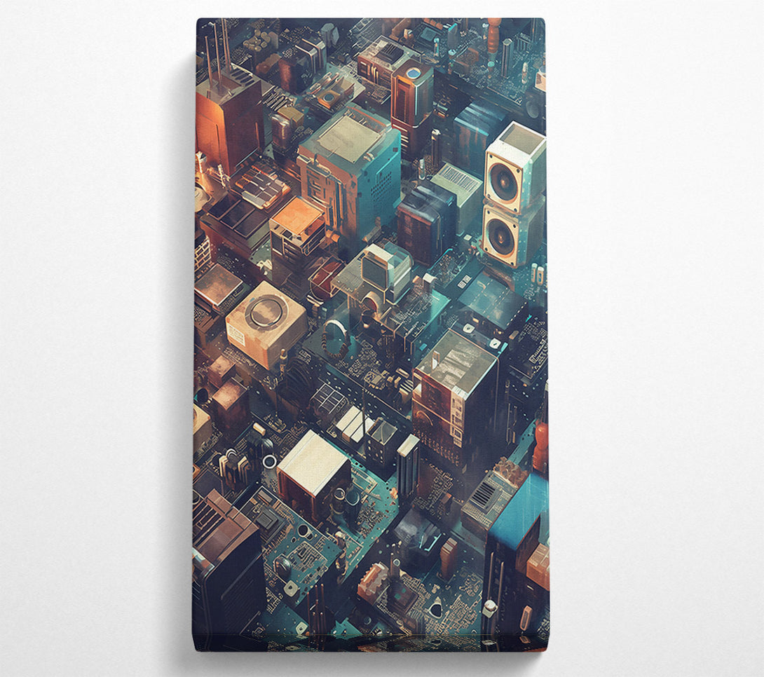  A Canvas Print of Teal Circuit City Canvas Print