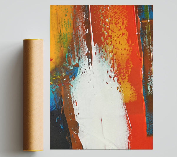 Crimson And White Strokes Print