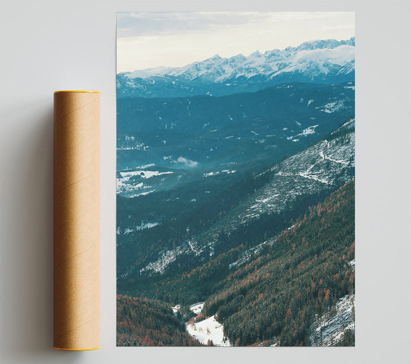 Teal Mountain Valley Poster