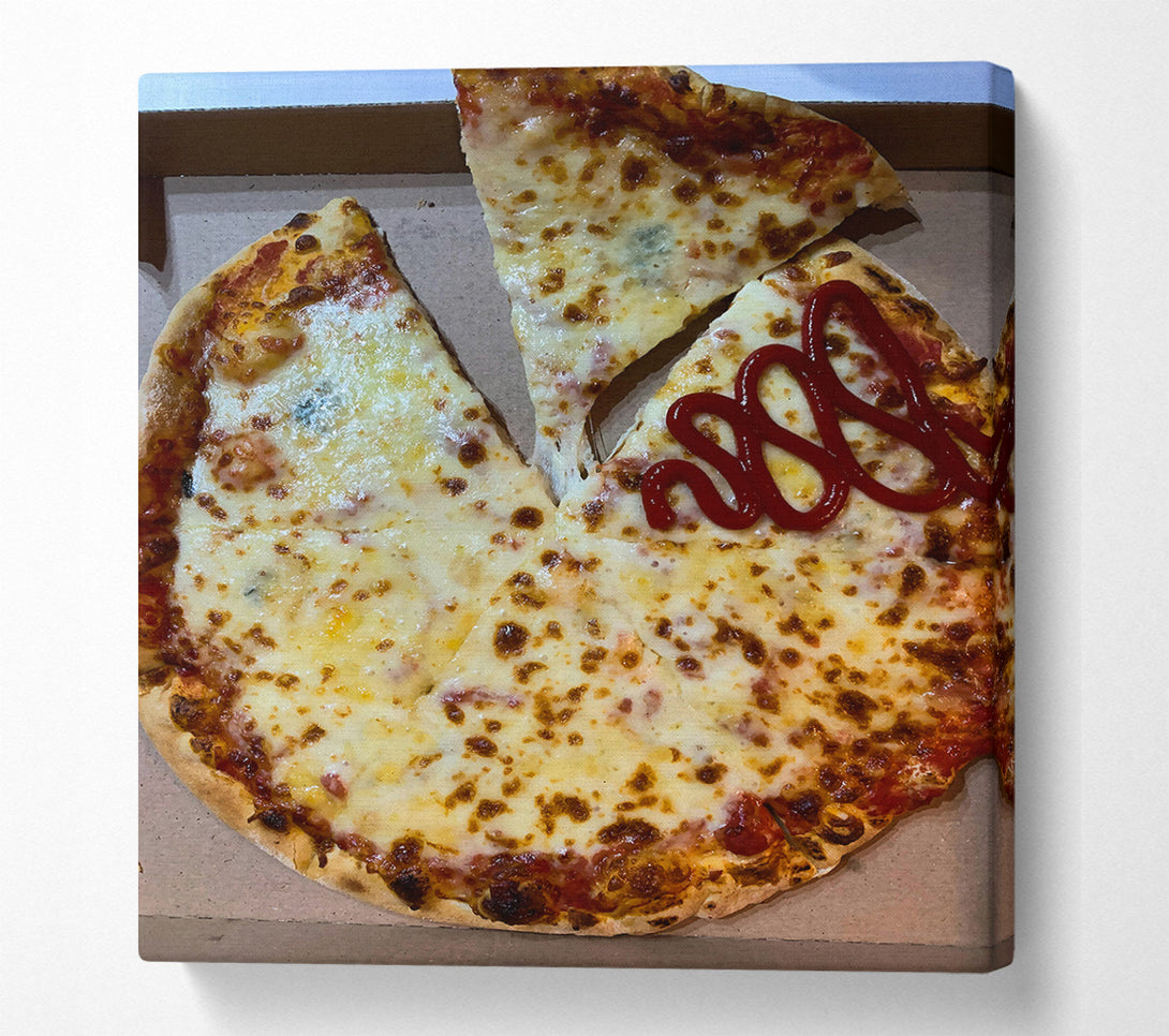  A Canvas Print of Golden Cheese Pizza Slice Canvas Wall Art