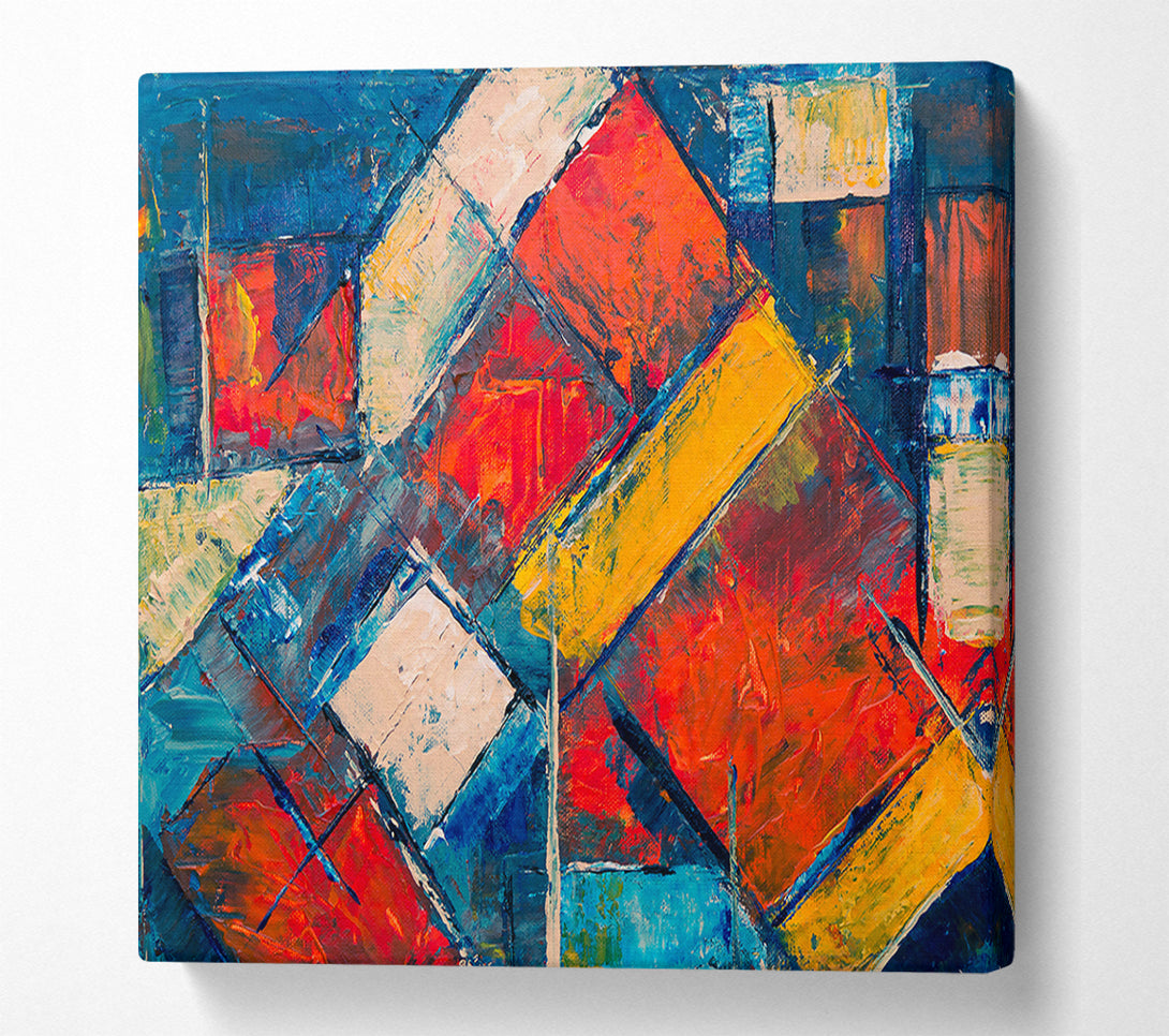  A Canvas Print of Crimson Geometric Dance Canvas Art
