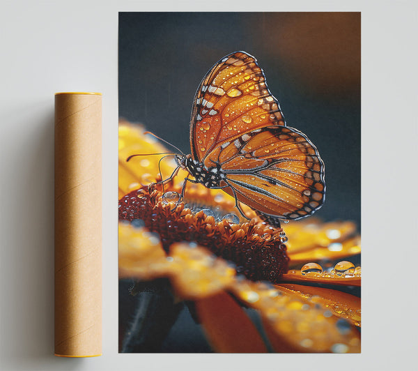 Golden Butterfly Dew Print