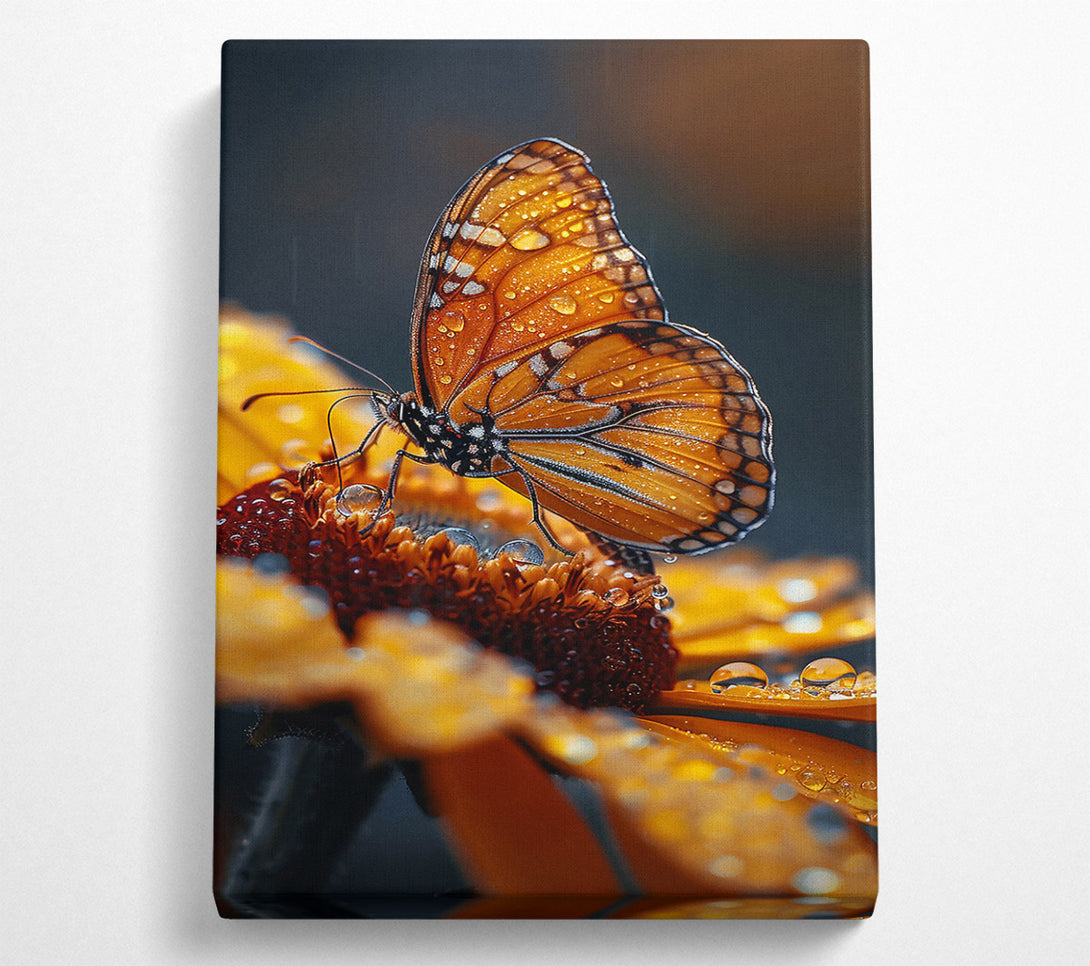  A Canvas Print of Golden Butterfly Dew Canvas Print