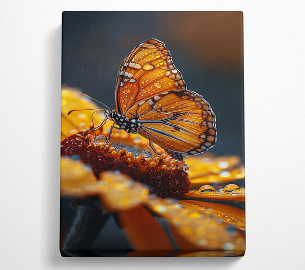 A Canvas Print of Golden Butterfly Dew Canvas Print