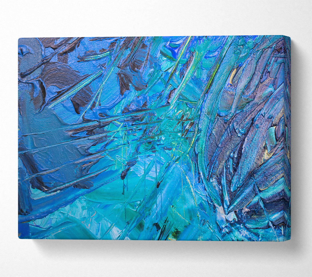  A Canvas Print of Azure Abstract Strokes Canvas Wall Art