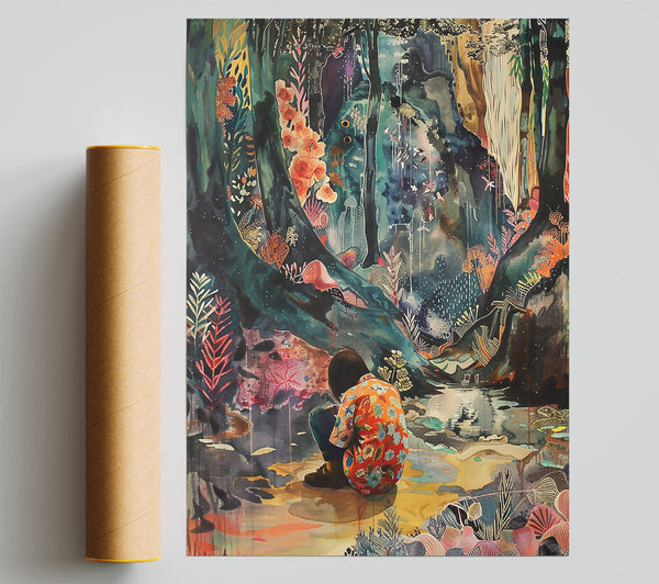 Teal Forest Reflections Poster