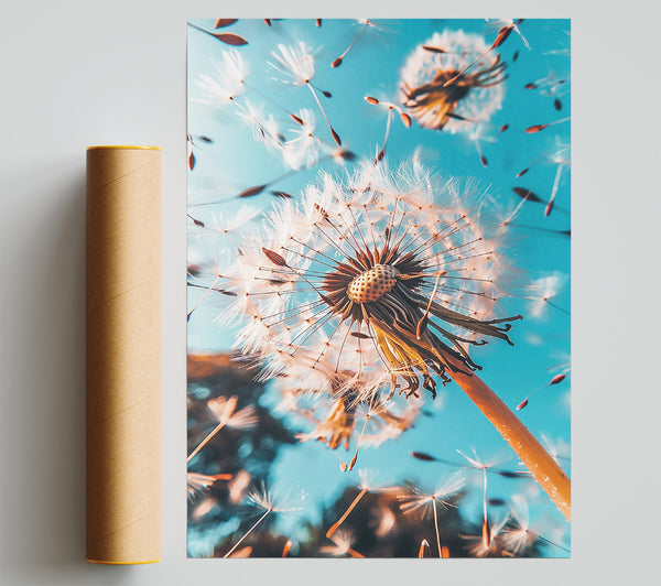 Blue Dandelion Wishes Giclee Print