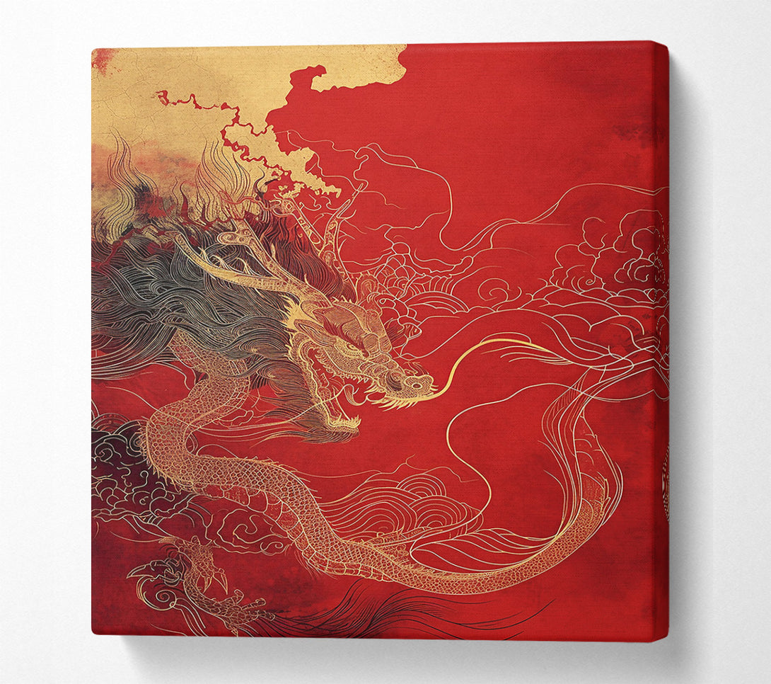  A Canvas Print of Crimson Dragon'S Ascent Canvas Print