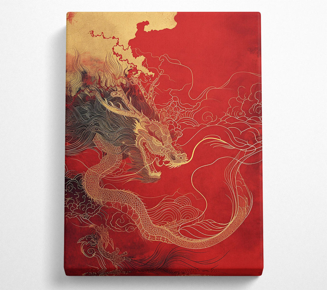  A Canvas Print of Crimson Dragon'S Ascent Canvas Print