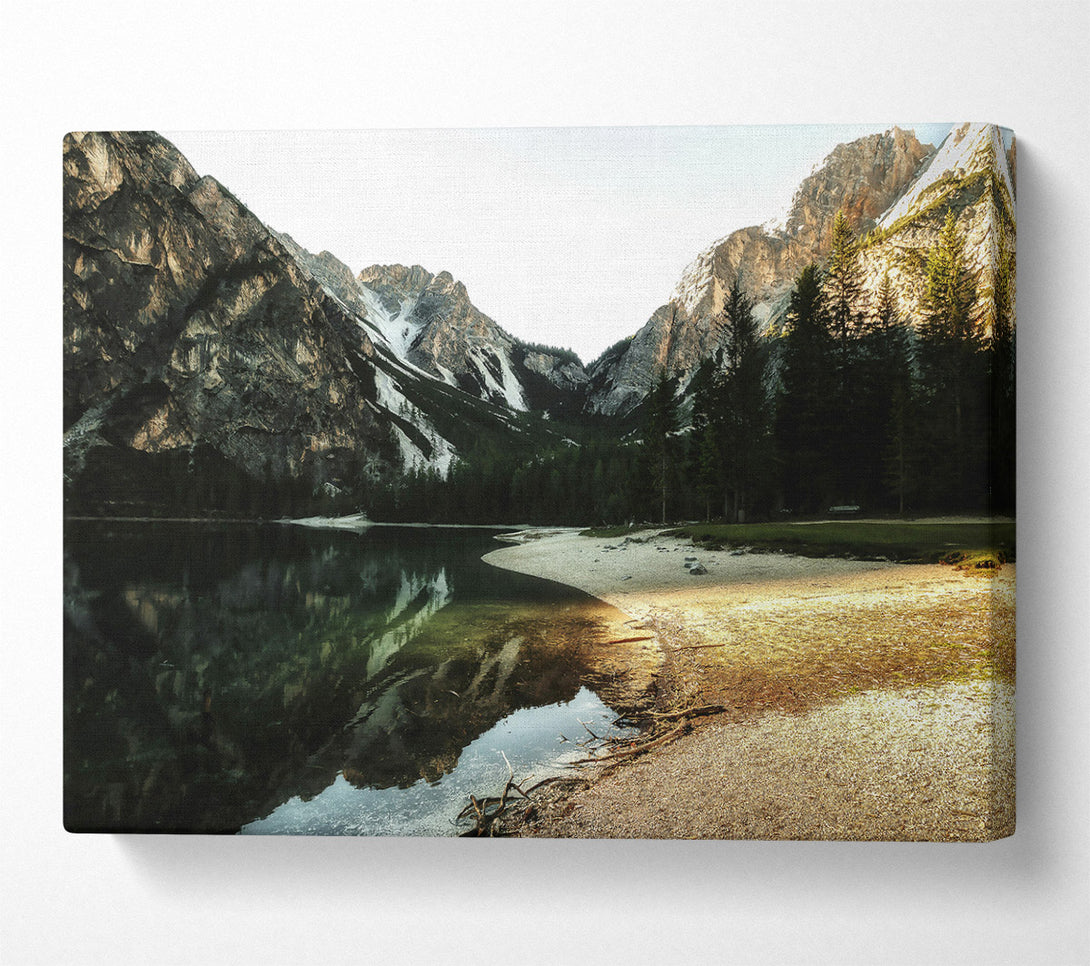  A Canvas Print of Golden Mountain Reflections Canvas Print