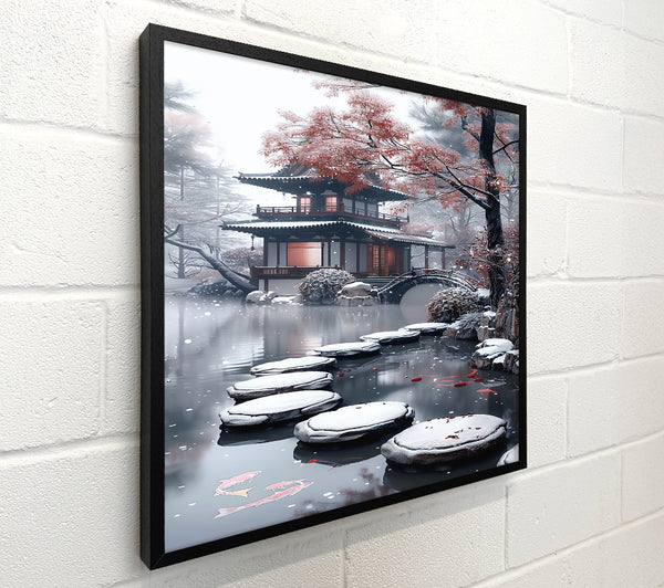 Red Koi In Snowfall