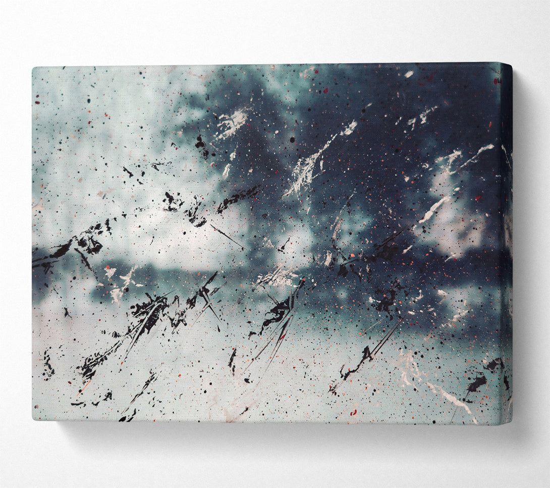  A Canvas Print of Teal Abstract Scratches Canvas Wall Art