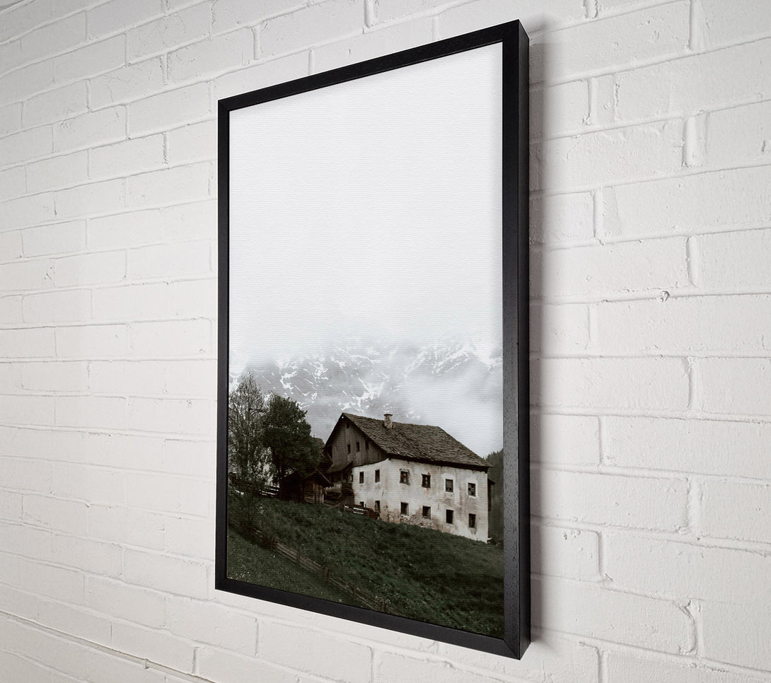  A Canvas Print of White Cottage In The Mist Canvas Wall Art