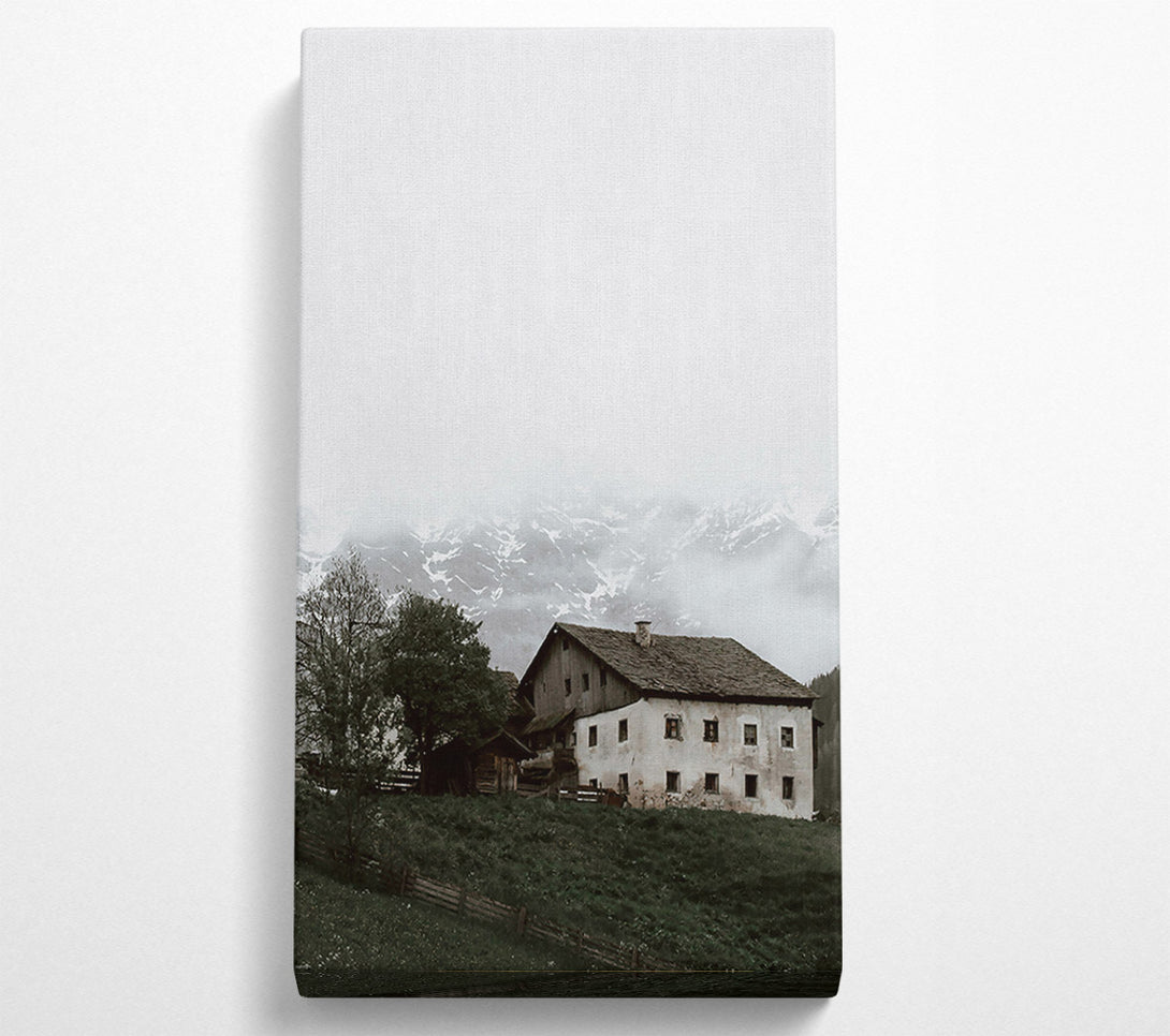  A Canvas Print of White Cottage In The Mist Canvas Wall Art