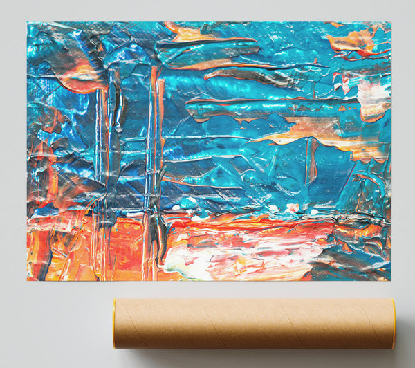 Aquamarine Abstract Swirls Poster