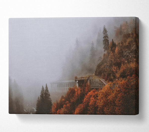  A Canvas Print of Autumn Foggy Structure Canvas Art