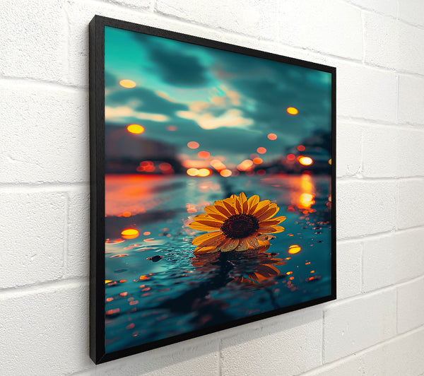 Yellow Bloom In Teal
