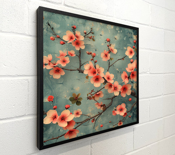 Peach Bloom On Blue