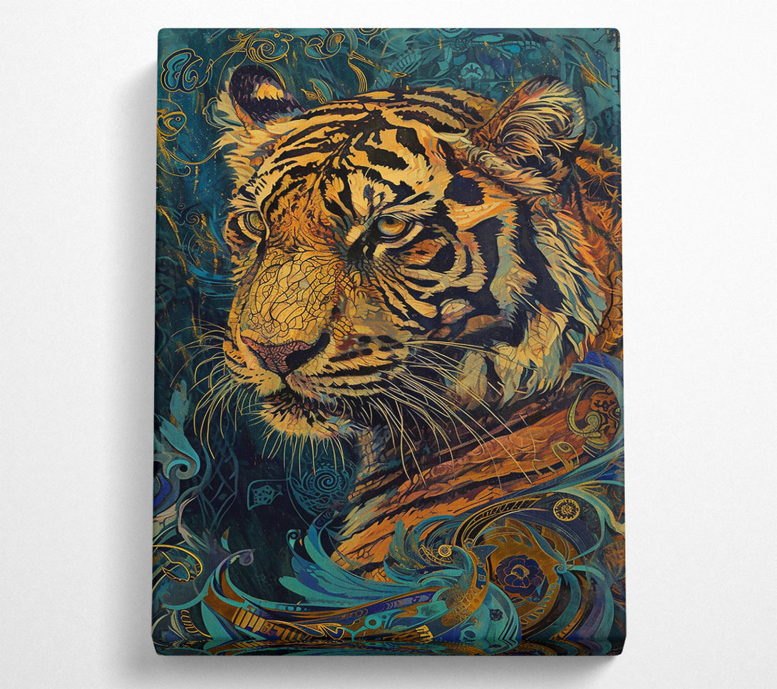  A Canvas Print of Golden Tiger Gaze Canvas Art