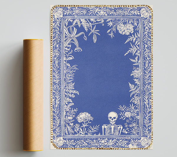 Blue Floral Skeleton Giclee Print