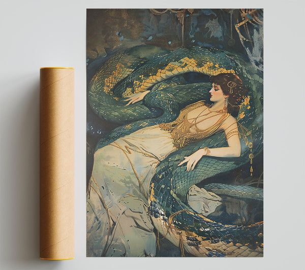 Emerald Serpent Embrace Print