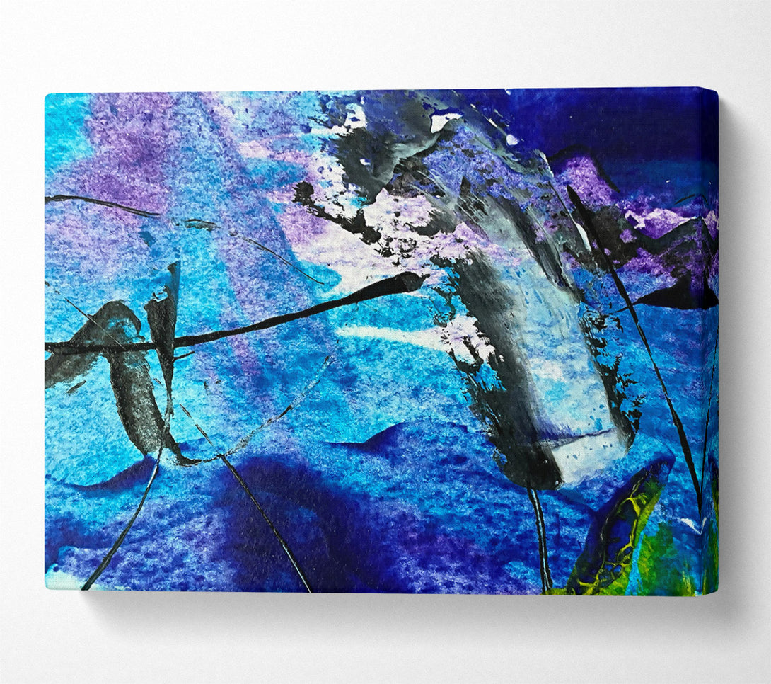  A Canvas Print of Azure Abstract Strokes Canvas Wall Art