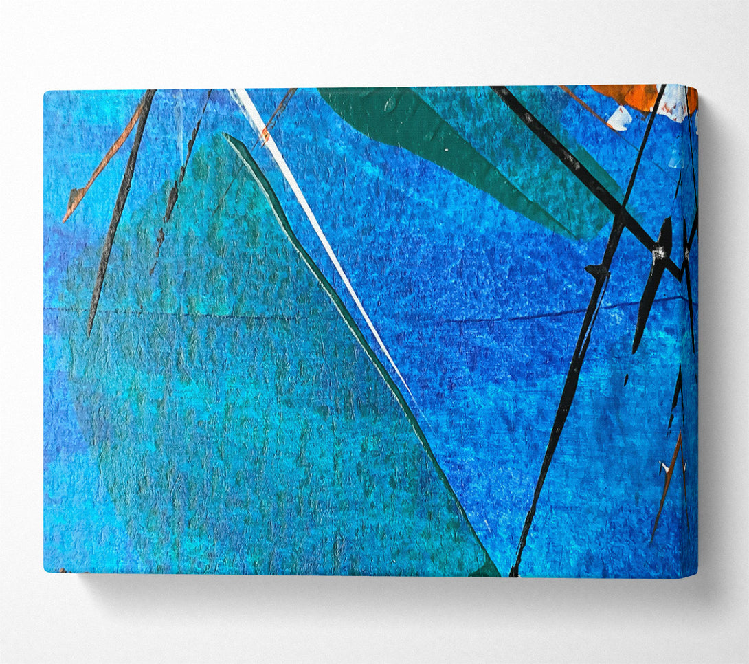  A Canvas Print of Azure Abstract Strokes Canvas Wall Art