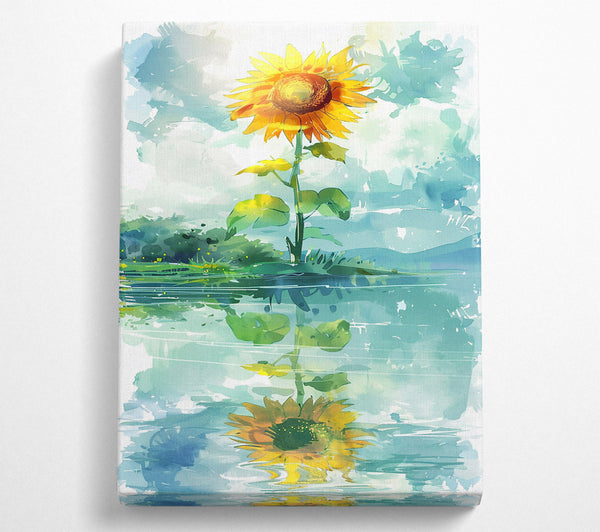  A Canvas Print of Golden Reflection In Blue Canvas Print