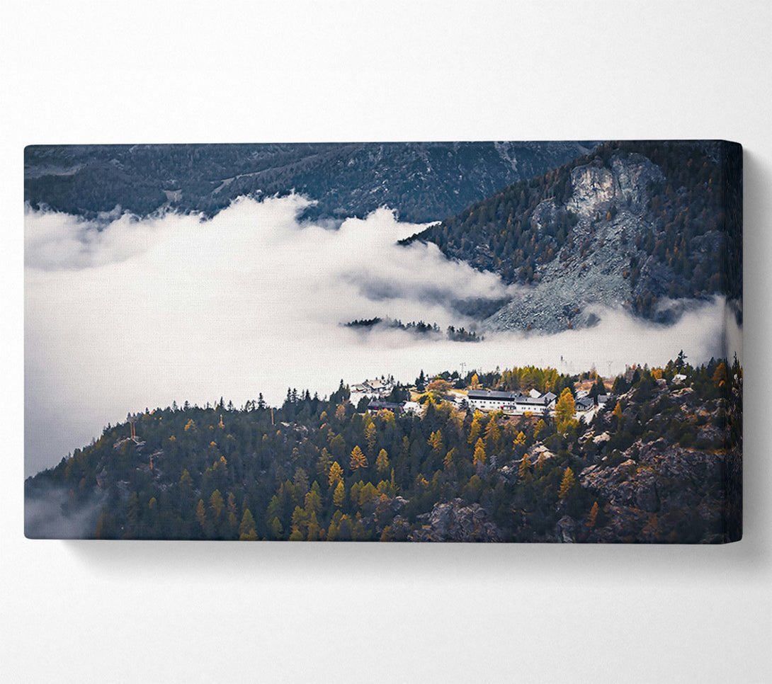  A Canvas Print of White Clouds Over Pines Canvas Print