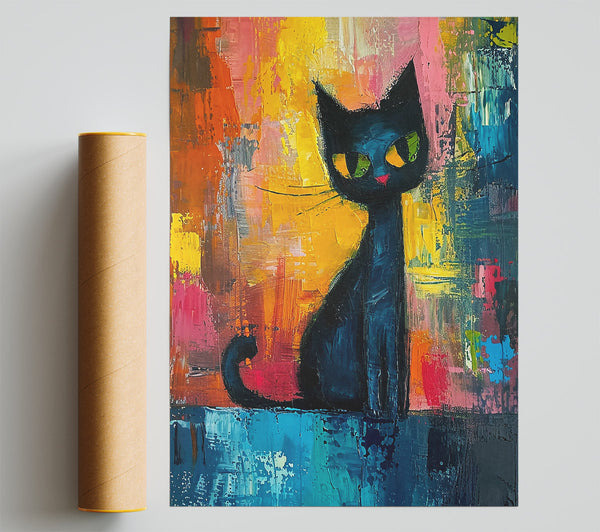 Blue Cat In Color Print