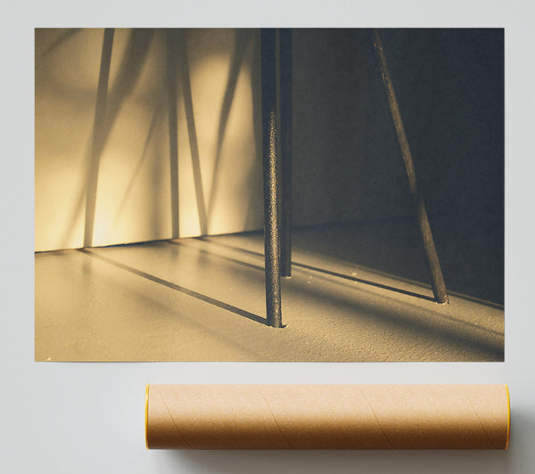 Golden Shadows And Steel Poster