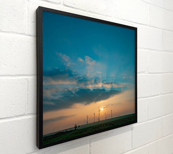 Azure Windmills At Dawn