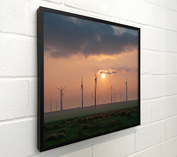 Orange Sunset Windmills