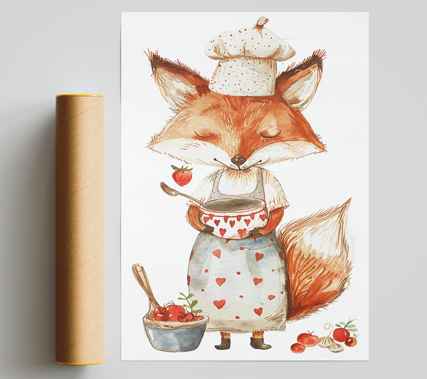 Orange Fox Chef Print