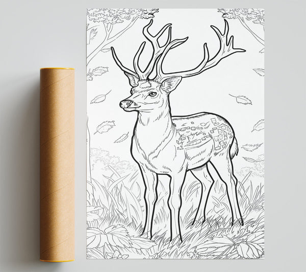 Brown Deer In The Woods Print