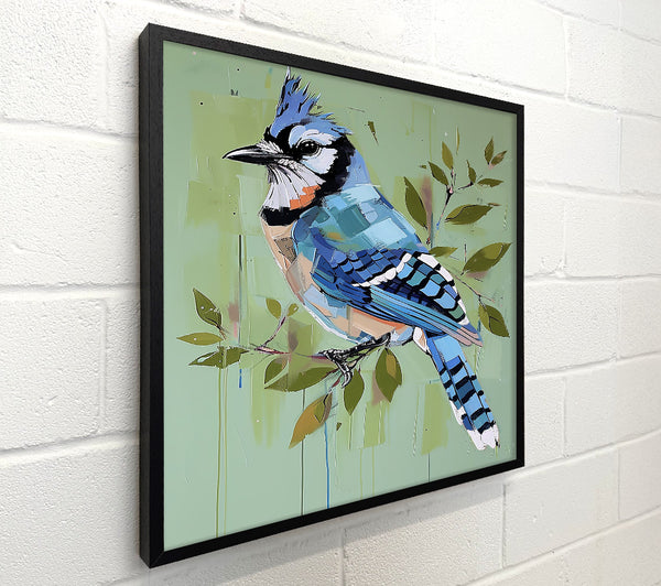 Blue Jay On Green