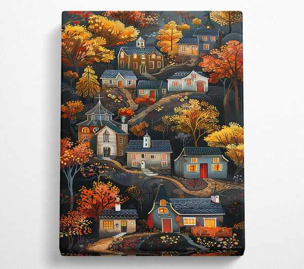  A Canvas Print of Golden Autumn Village Canvas Print