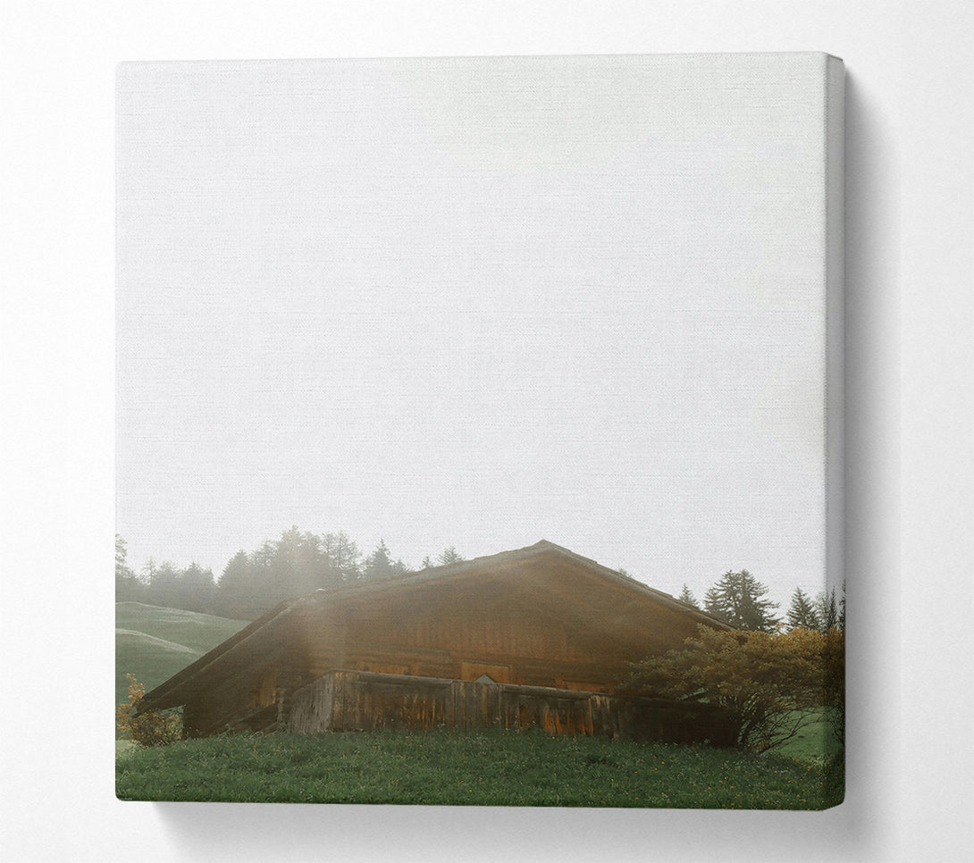  A Canvas Print of Golden Cabin In Mist Canvas Wall Art