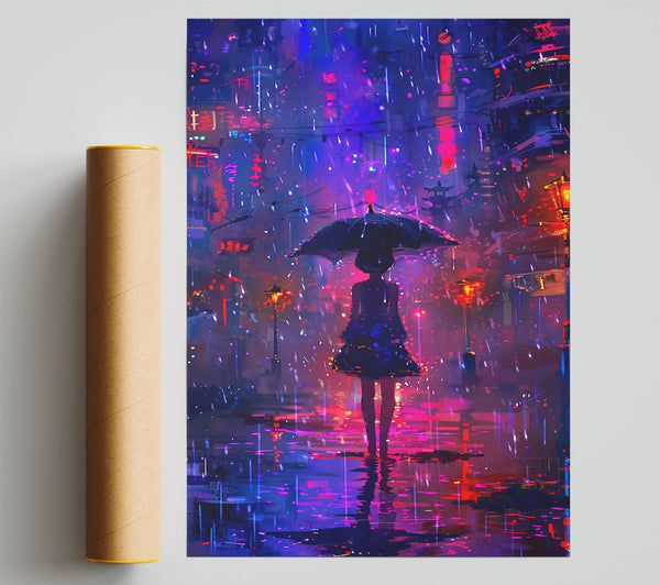 Purple City Rain Print