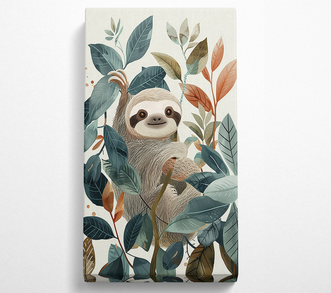  A Canvas Print of Teal Sloth Serenity Canvas Art
