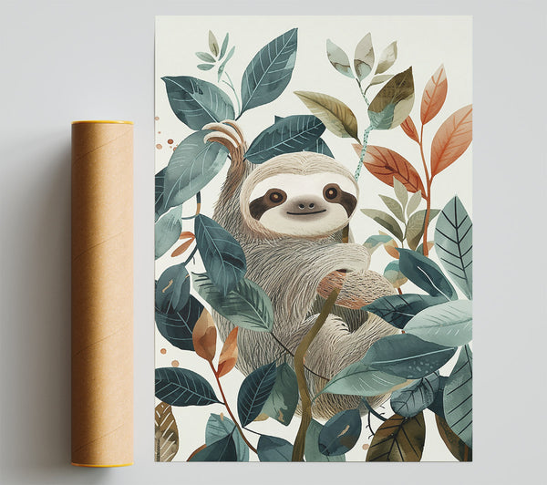Teal Sloth Serenity Poster
