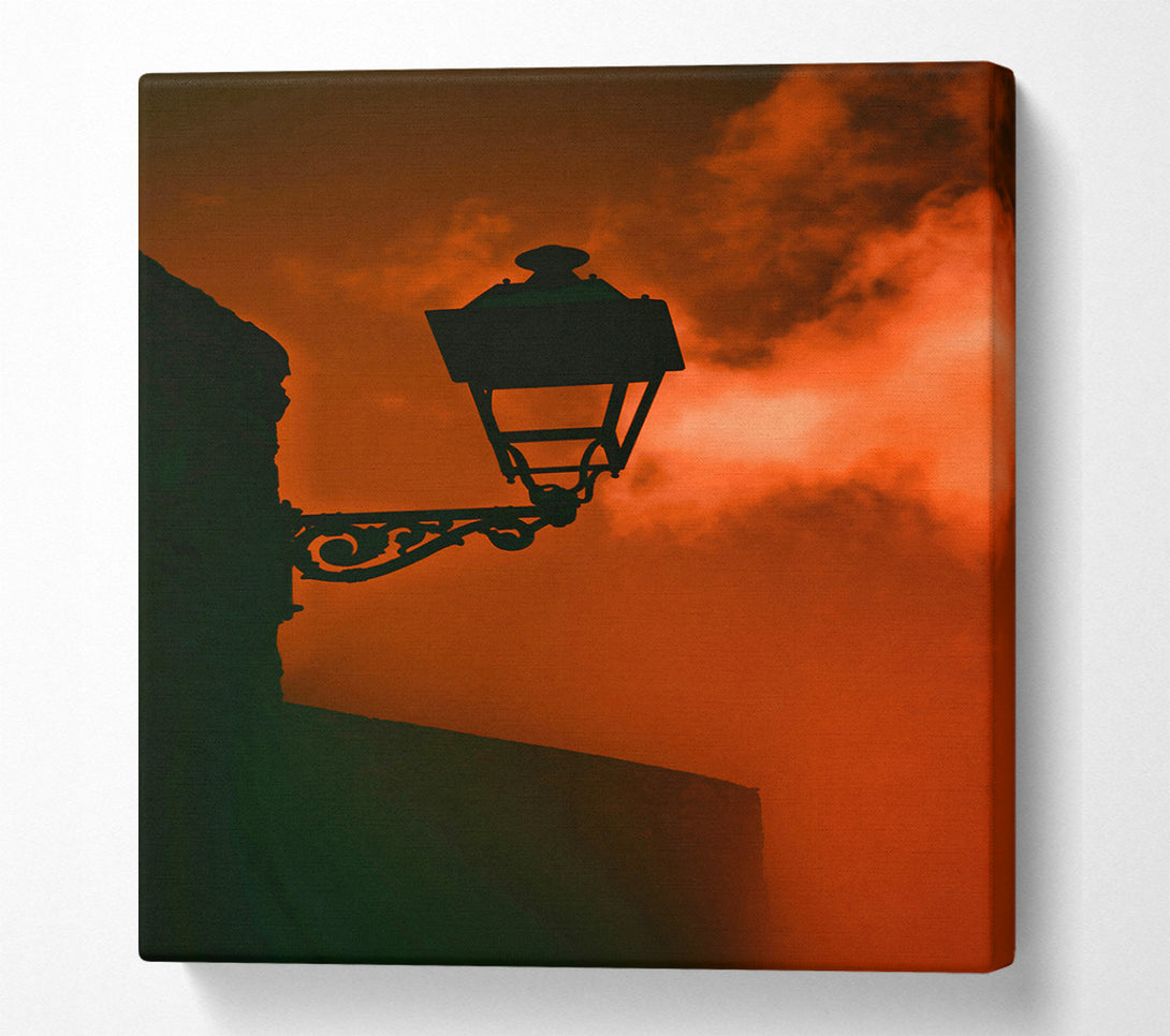  A Canvas Print of Crimson Silhouette Lamppost Canvas Wall Art