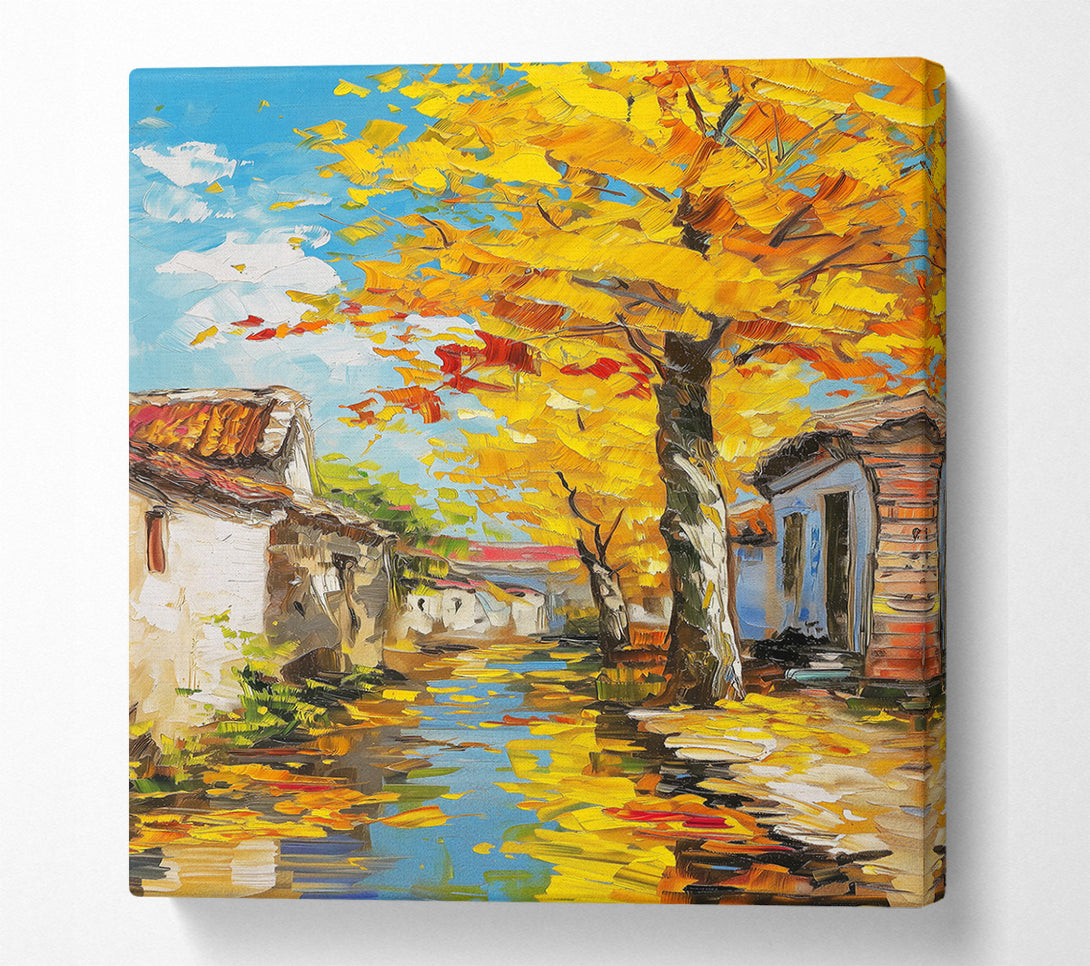  A Canvas Print of Golden Autumn Village Canvas Print