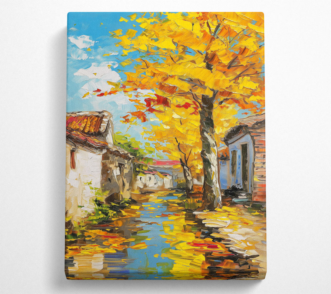  A Canvas Print of Golden Autumn Village Canvas Print