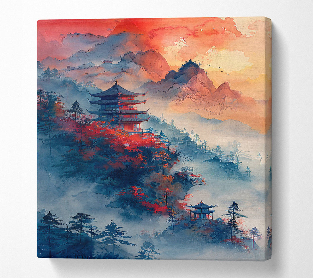  A Canvas Print of Crimson Temple Mist Canvas Wall Art