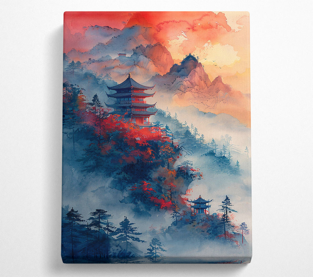  A Canvas Print of Crimson Temple Mist Canvas Wall Art