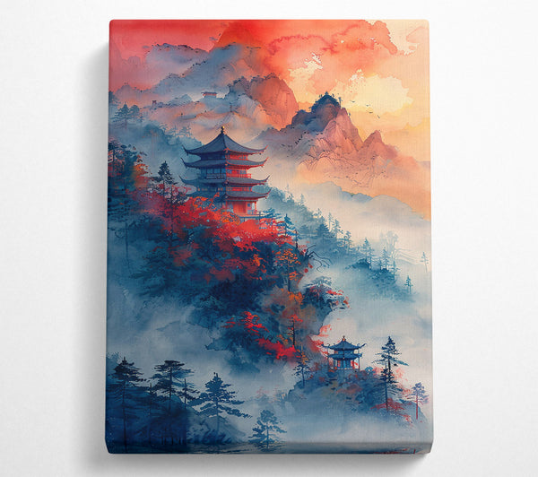  A Canvas Print of Crimson Temple Mist Canvas Wall Art
