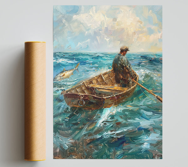 Teal Ocean Catch Print