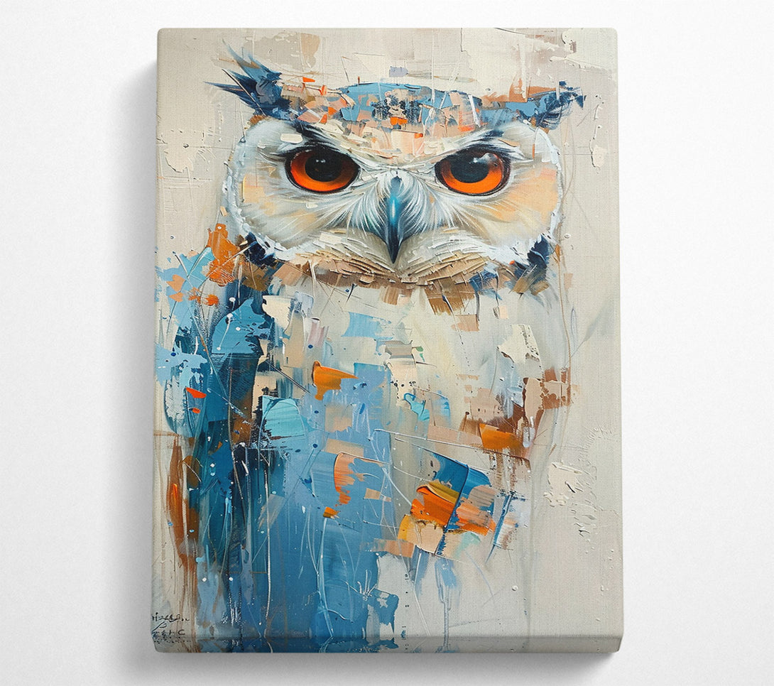 A Canvas Print of Azure Owl Gaze Canvas Wall Art